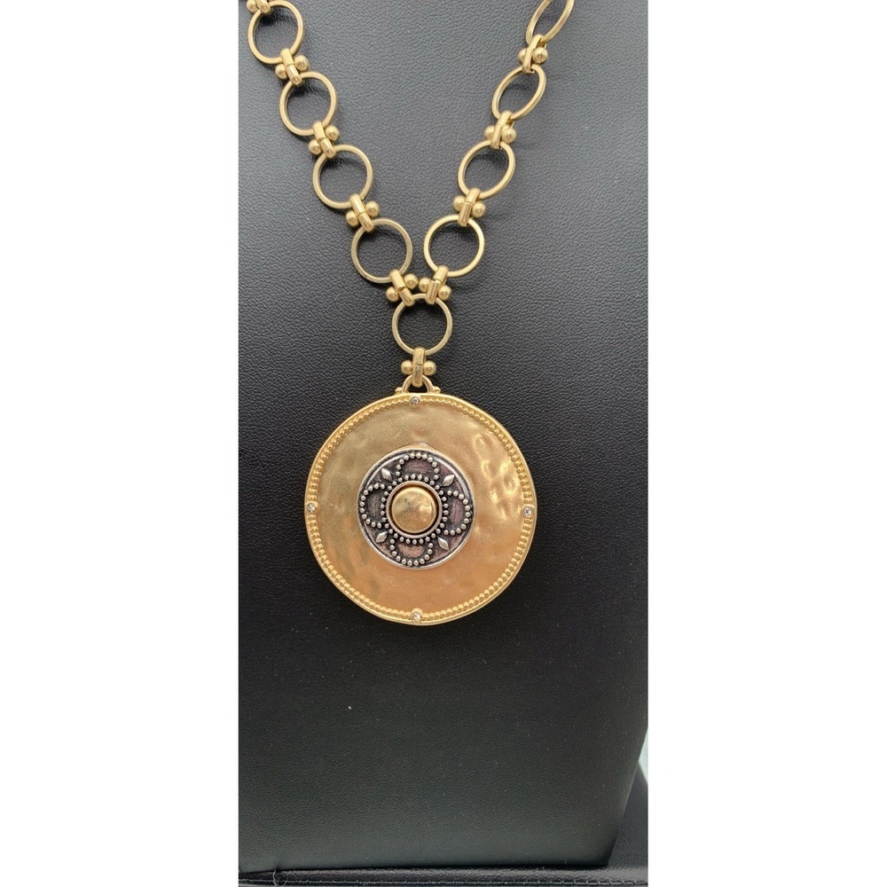Chico's Gold Tone Statement Medallion Necklace - Picture 2 of 5
